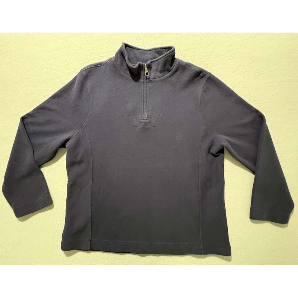 Coldwater Creek Women's 1/4 Zip Pullover Sweater Blue 100% Cotton Size XL (18)